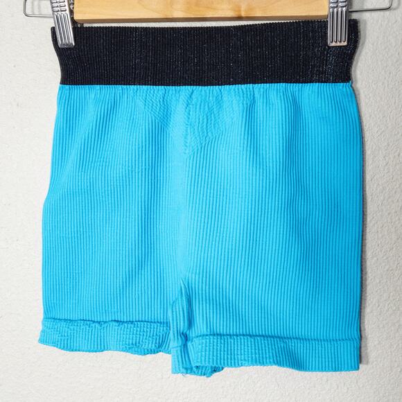 Free People Movement Shorts XS Dopamine Dressing Turquoise Ribbed Lounge Active - Picture 2 of 4
